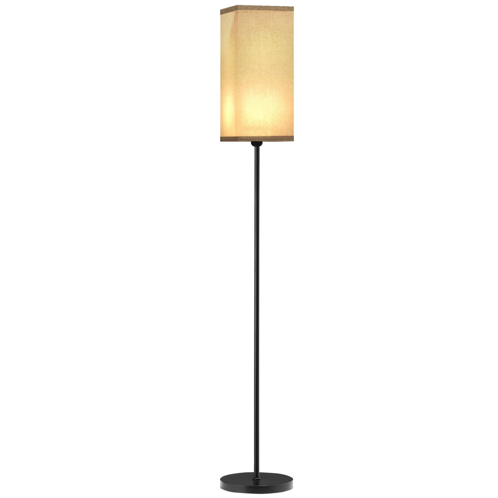HOMCOM HOMCOM Standing Floor Lamp with Linen Shade for Living Room, Bedroom, Black - Lamp