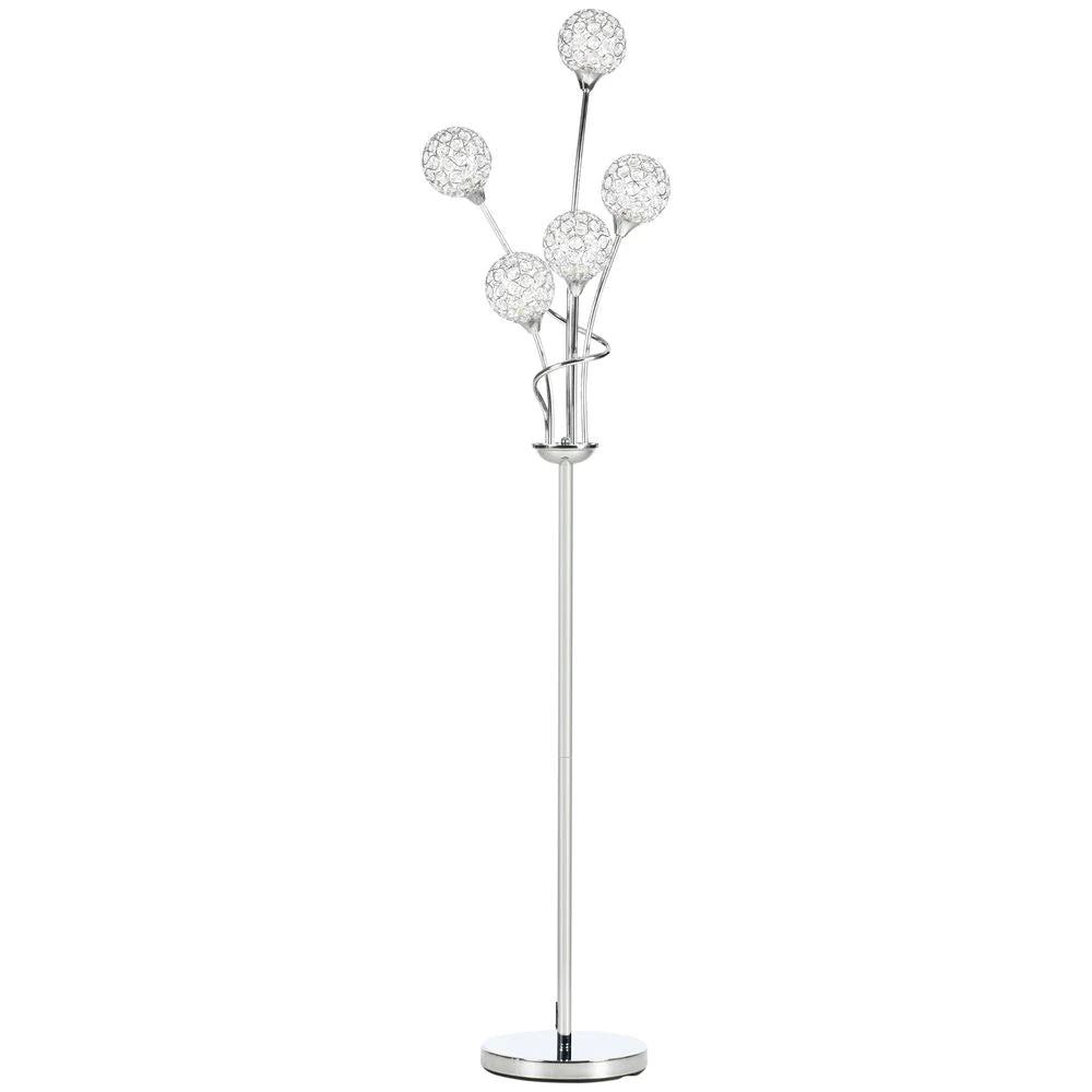 K9 Crystal Floor Lamp for Living Room, 5 Light Upright Standing Lamp, Silver by HOMCOM