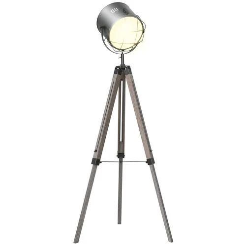 Pine Wood Tripod Spotlight Floor Lamp Brown/Black by HOMCOM