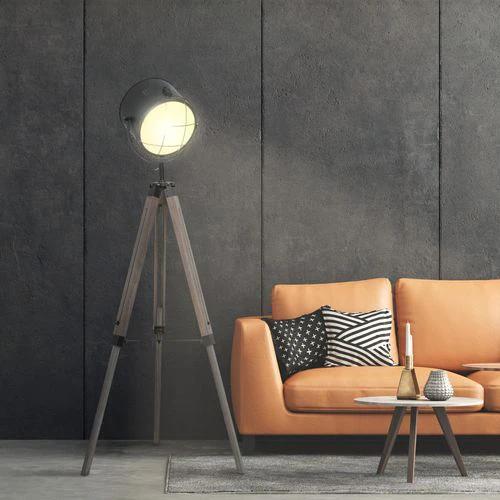 Pine Wood Tripod Spotlight Floor Lamp Brown/Black by HOMCOM