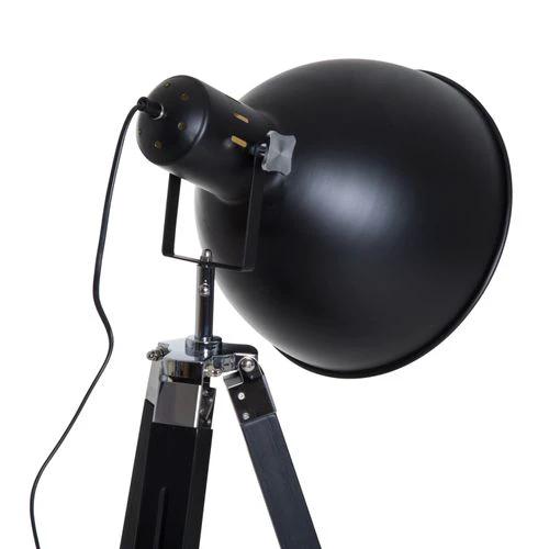 Retro Tripod Floor Lamp Dome Shade Light Wooden Legs-Black/Gold by HOMCOM