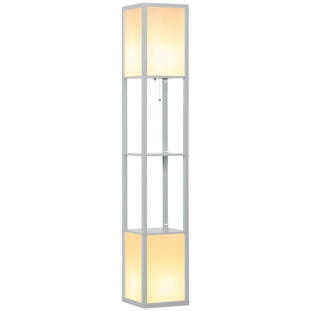 HOMCOM Shelf Floor Lamp with Dual Light, for Living Room, Bedroom, Black - Uncategorized Lamp