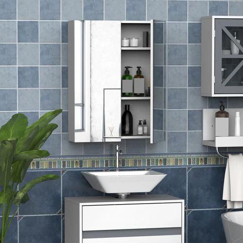HOMCOM HOMCOM 60x75cm Mirror Cabinet Wall Mount Storage Organizer Door Adjustable - Mirror