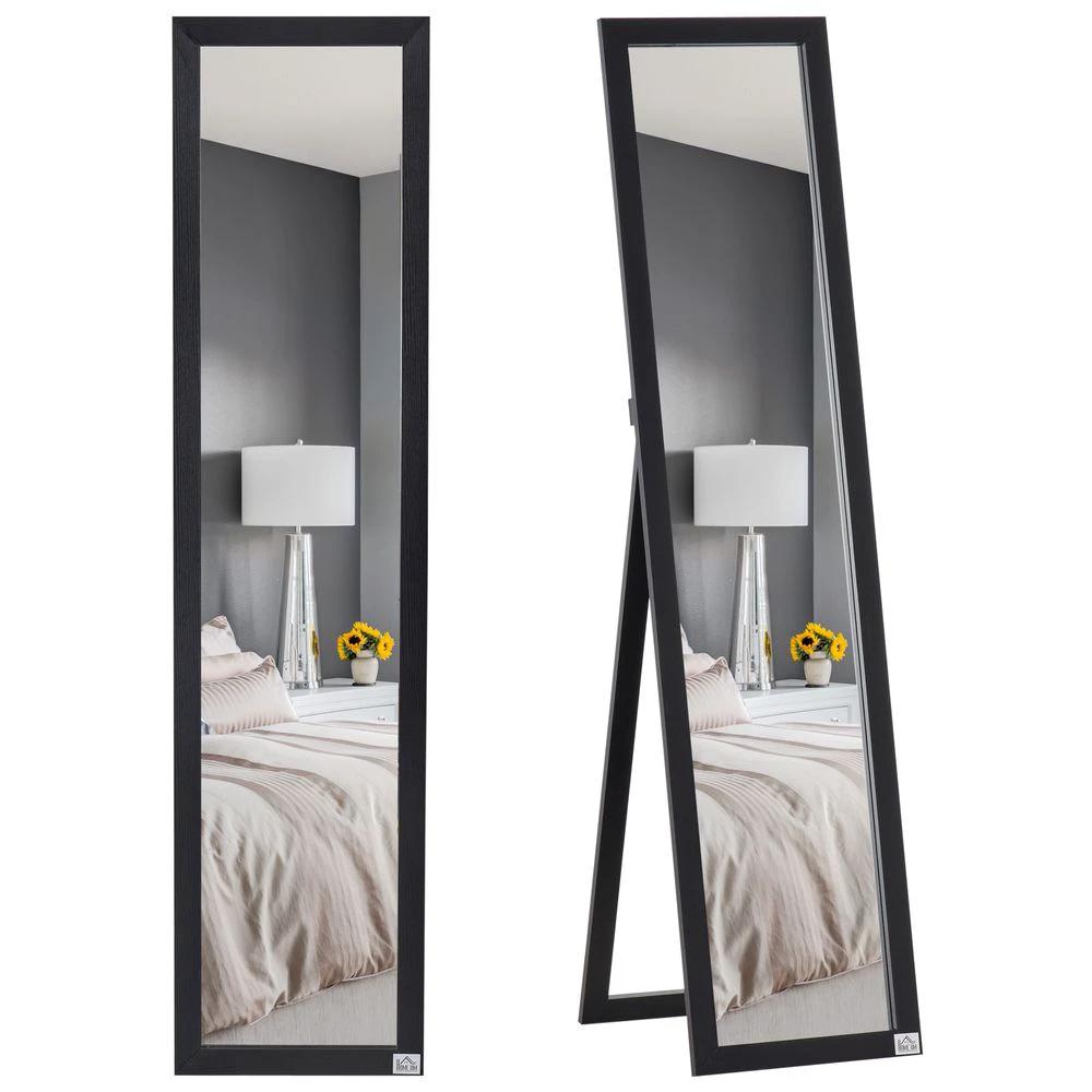HOMCOM Full Length Mirror, Floor Standing or Wall-Mounted Long Mirror, Black by HOMCOM
