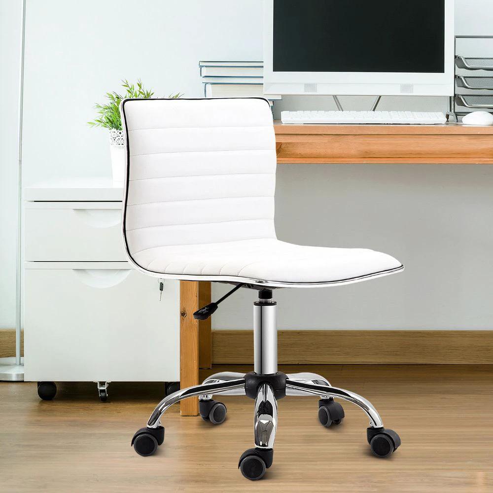 HOMCOM Armless Mid-Back Adjustable Office Chair 360 Swivel Ergonomic White HOMCOM - Office Chair