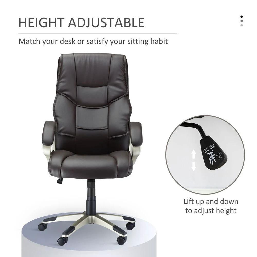 Executive Computer Office Desk Chair High Back Faux Leather Swivel Chair Brown by HOMCOM