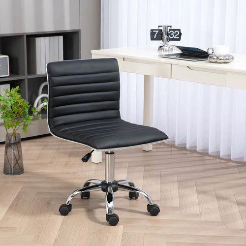 HOMCOM Armless Mid-Back Adjustable Office Chair with 360 Swivel Black by HOMCOM