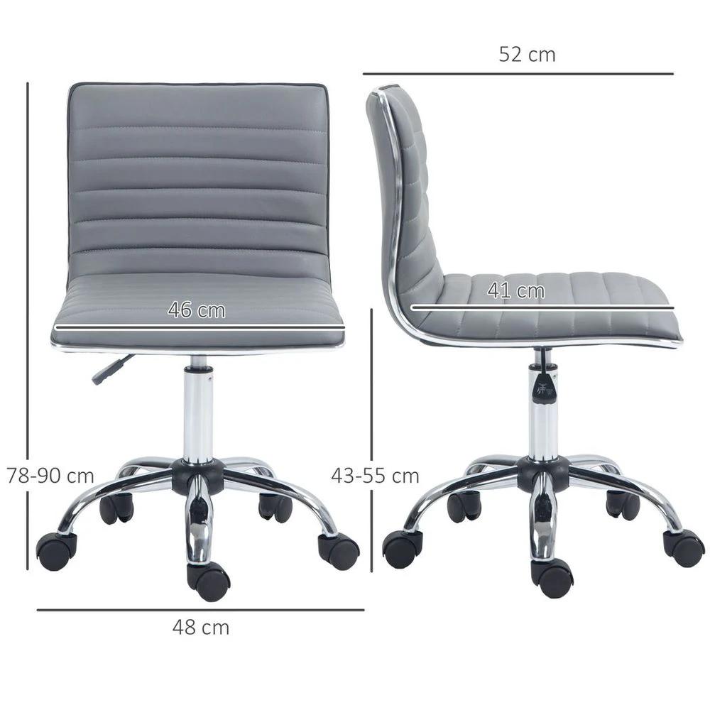 HOMCOM HOMCOM Armless Mid-Back Adjustable Office Chair with 360 Swivel Light Grey - Office Chair