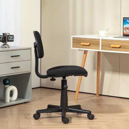 HOMCOM Armless Office Chair with Adjustable Height 360° Swivel Wheels Black by HOMCOM