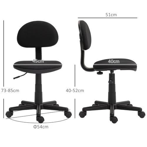 HOMCOM Armless Office Chair with Adjustable Height 360° Swivel Wheels Black by HOMCOM