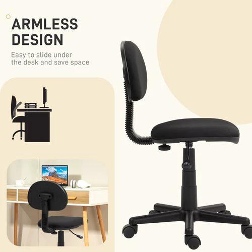 HOMCOM Armless Office Chair with Adjustable Height 360° Swivel Wheels Black by HOMCOM