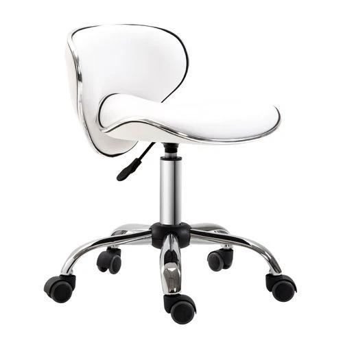 Office Chair Beauty Salon Rolling Technician Stool Chair Low Back White HOMCOM by HOMCOM