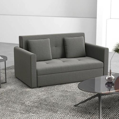 HOMCOM 2 Seater Sofa Bed Convertible Bed Settee w/ 2 Cushions Storage Light Grey by HOMCOM