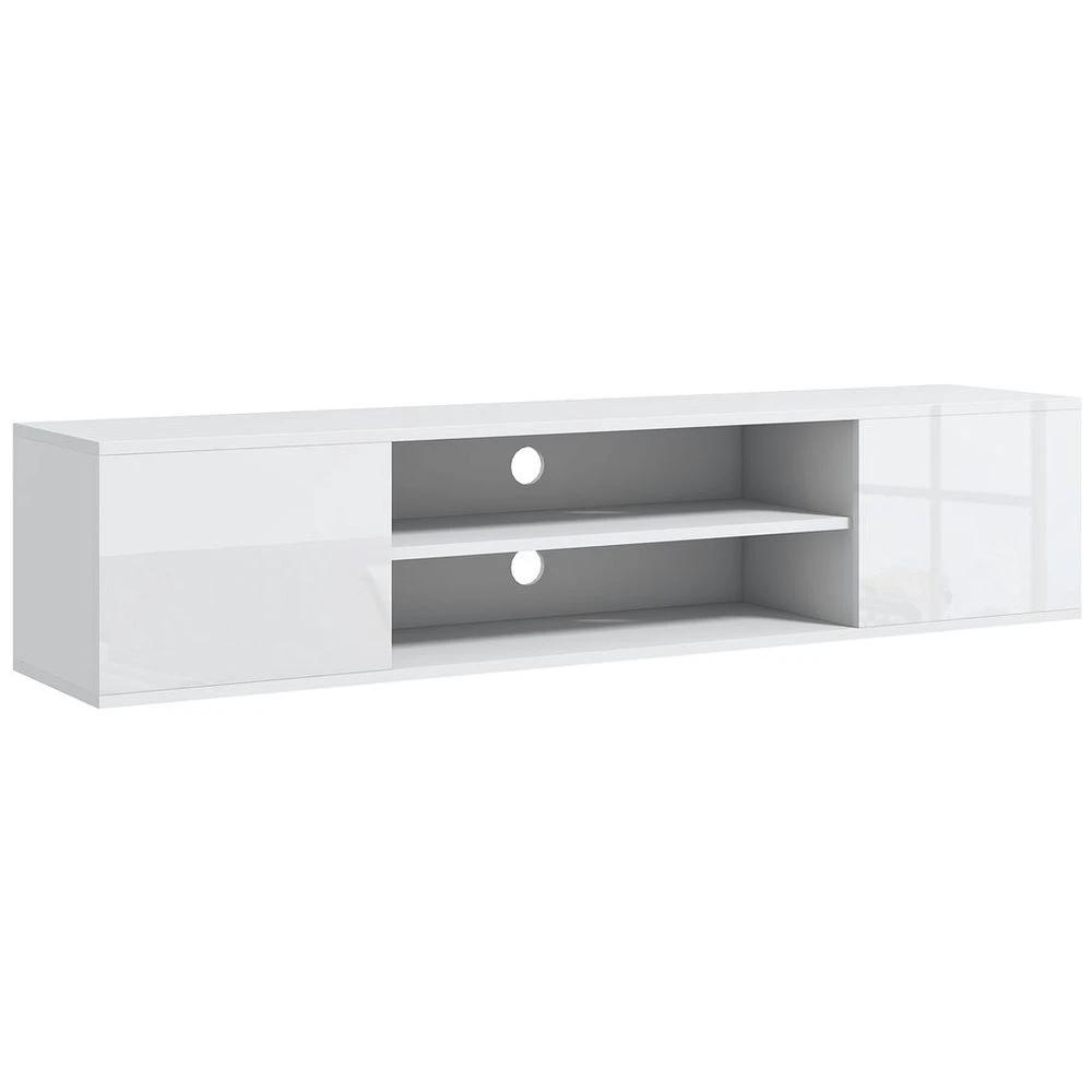 Floating TV Unit for 60" TVs W/ Shelves and Cabinets, White by HOMCOM