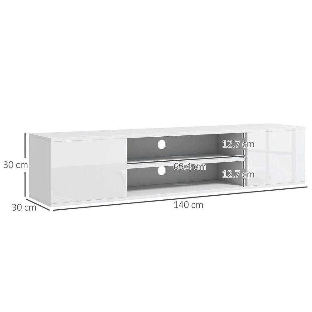 Floating TV Unit for 60" TVs W/ Shelves and Cabinets, White by HOMCOM