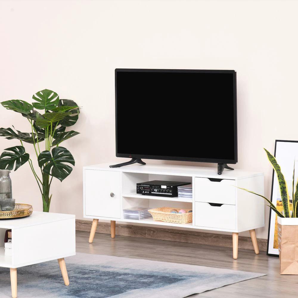 HOMCOM Modern TV Stand Storage Shelf Media Console Table Entertainment Center - Uncategorized TV Unit