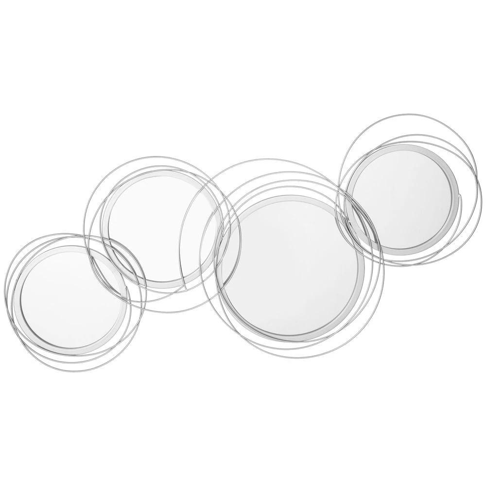 HOMCOM Metal Wall Art Decorative Mirror Decor Modern Wall Sculpture, Silver - Uncategorized Wall Art