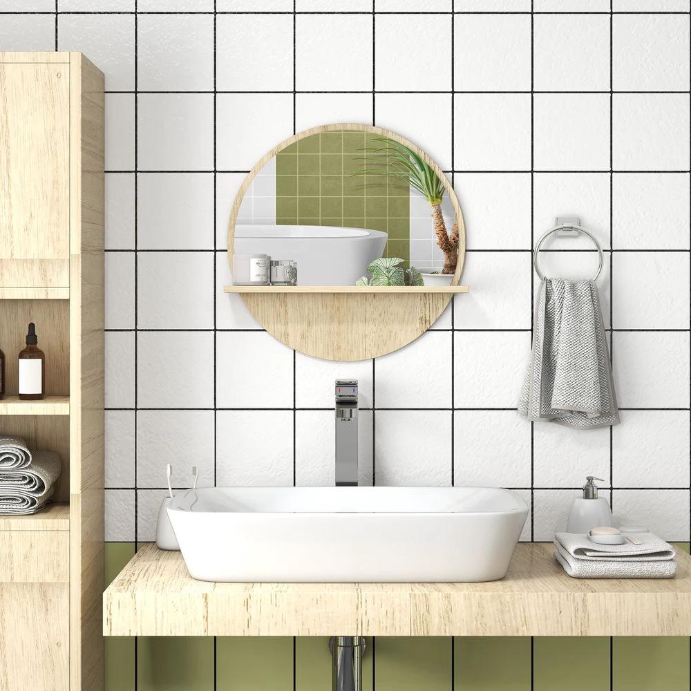 kleankin Wall Mounted Bathroom Mirror Framed Makeup Mirror for Home Decoration by kleankin