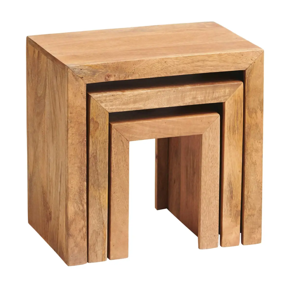 Indian Hub Toko Light Mango Nest Of 3 Tables - Nest of Tables