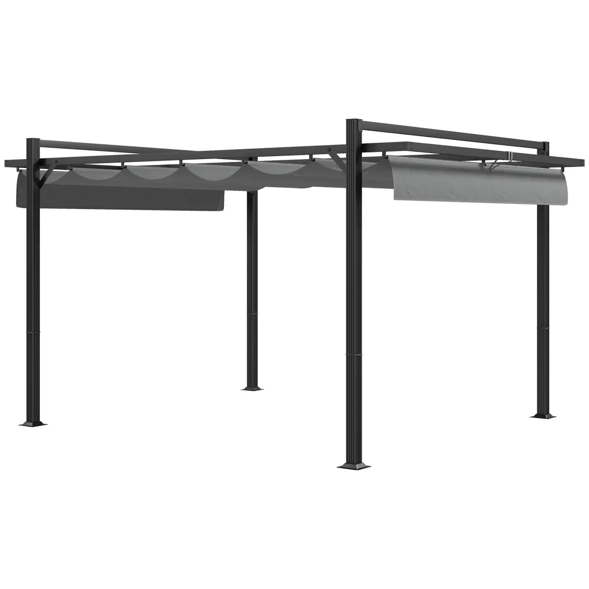 Outsunny Outsunny 3 x 4m Pergola with Retractable Roof and Aluminium Frame, Grey - Gazebos