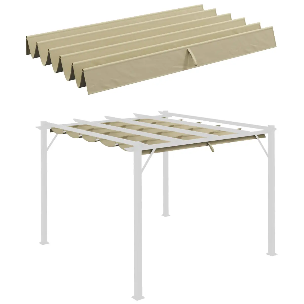 Outsunny Outsunny Pergola Shade Cover Replacement Canopy for 3 x 3(m) Pergola, Beige - Gazebos