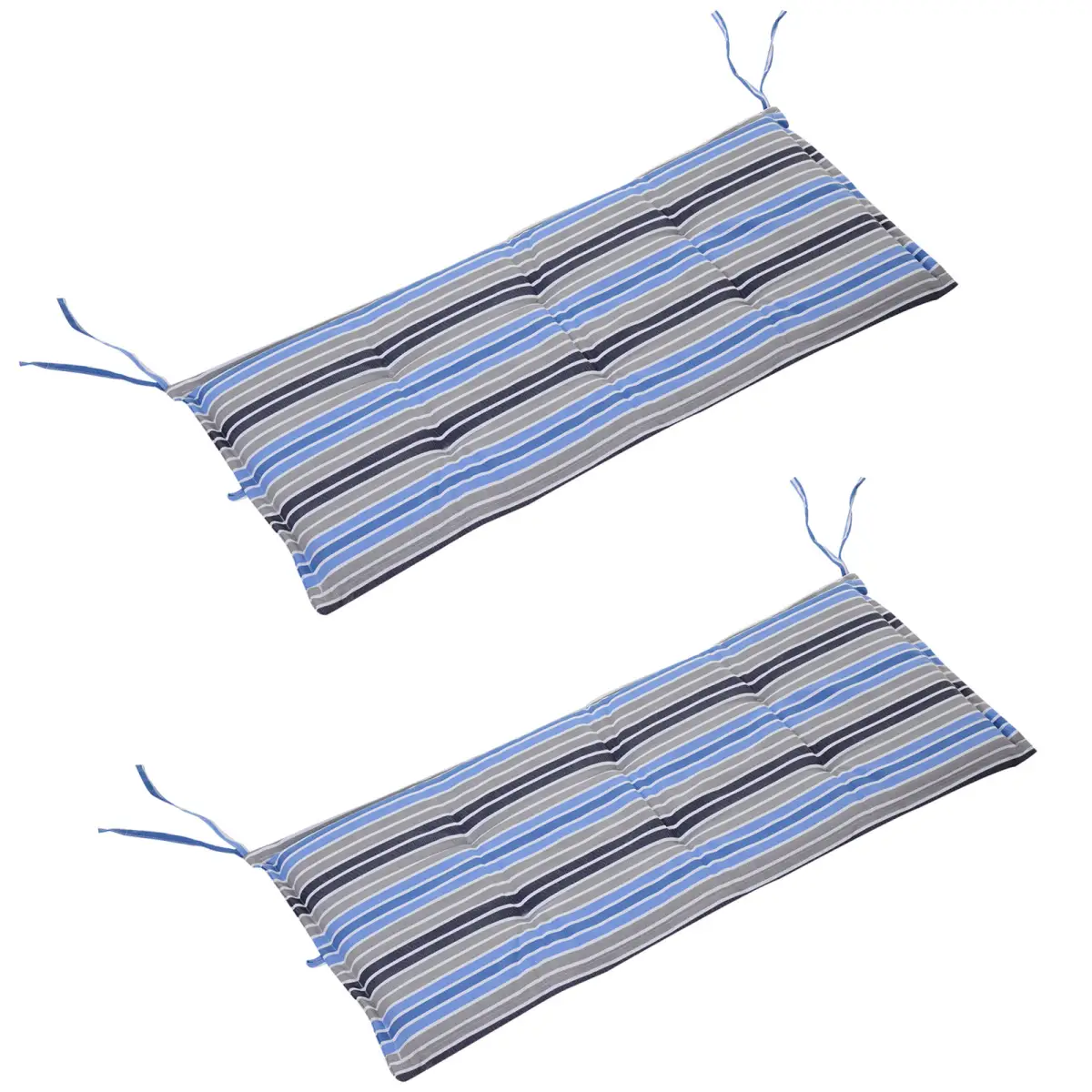 Unbranded 2 PCS Patio Bench Swing Chairs Garden Chairs Double Seat Cushion Mat Strips Blue - Hammocks