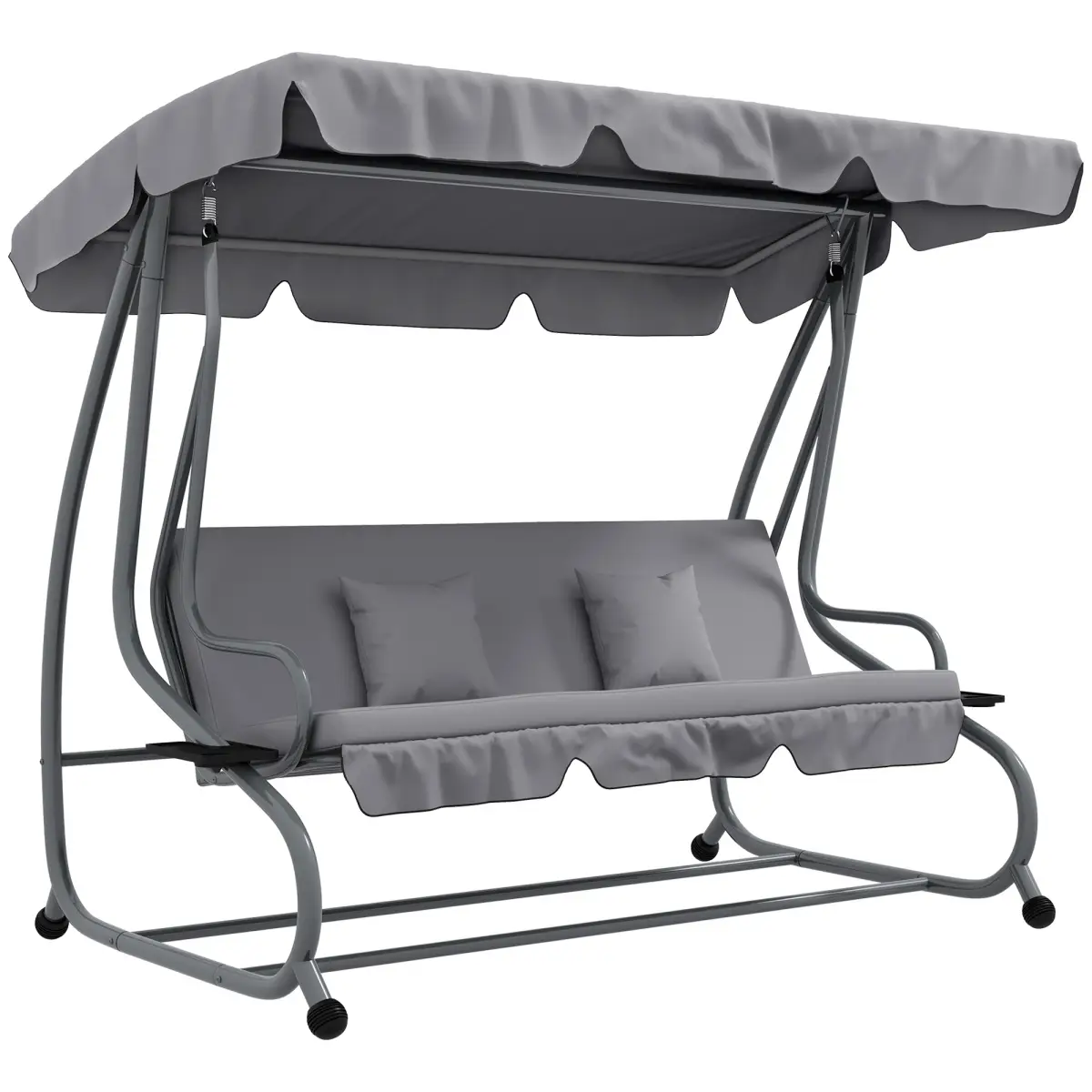 Outsunny Outsunny 2-in-1 Garden Swing Chair for 3 Person w/ Adjustable Canopy, Grey - Hammocks