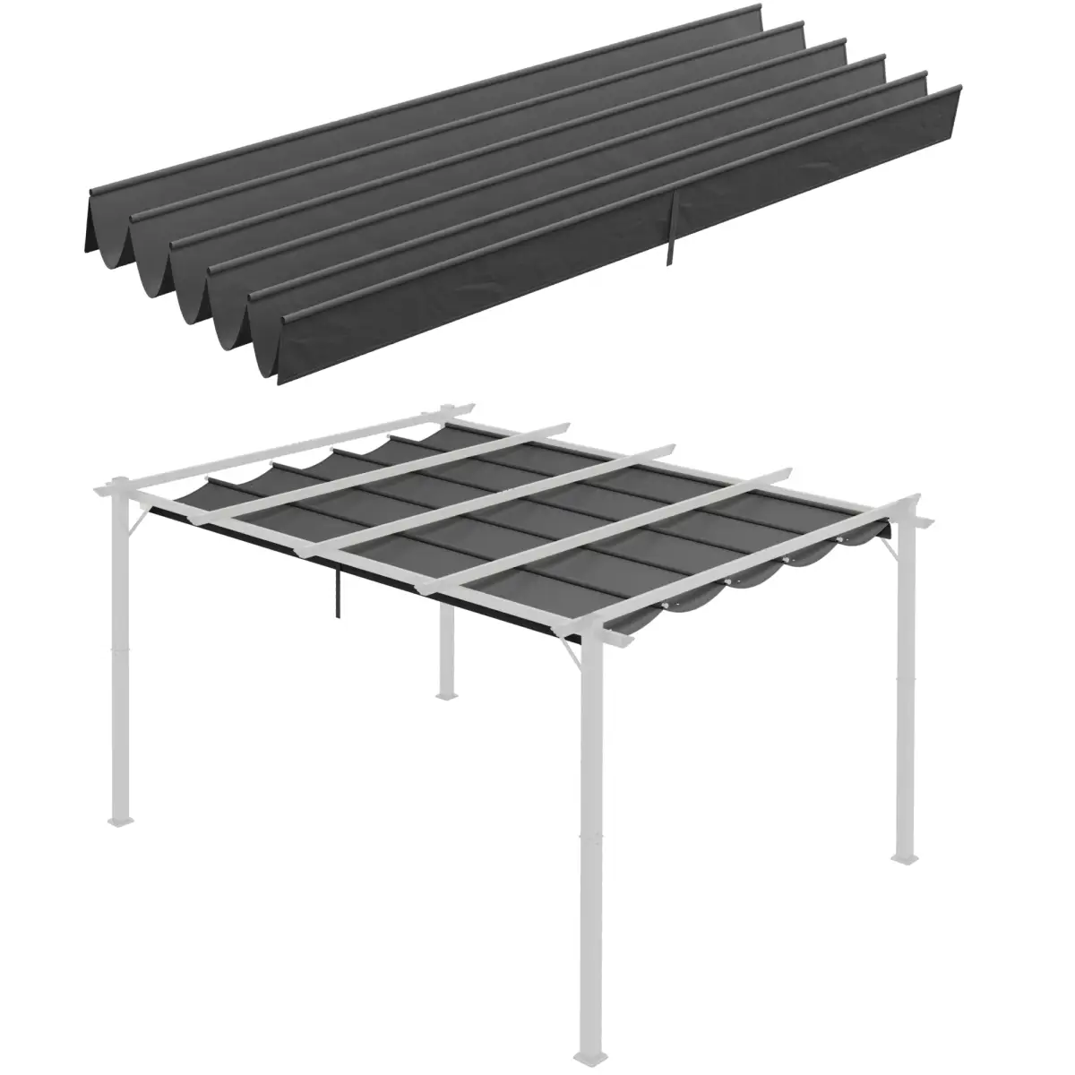 Outsunny Outsunny Pergola Shade Cover Replacement Canopy for 4 x 3(m) Pergola, Grey - Gazebos