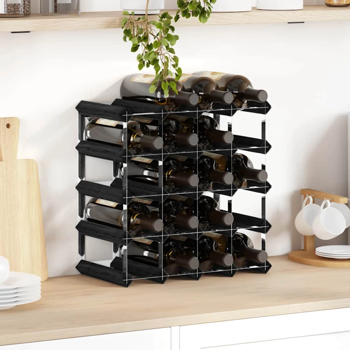 vidaXL vidaXL Wine Rack for 20 Bottles Black Solid Pine Wood - Wine Rack