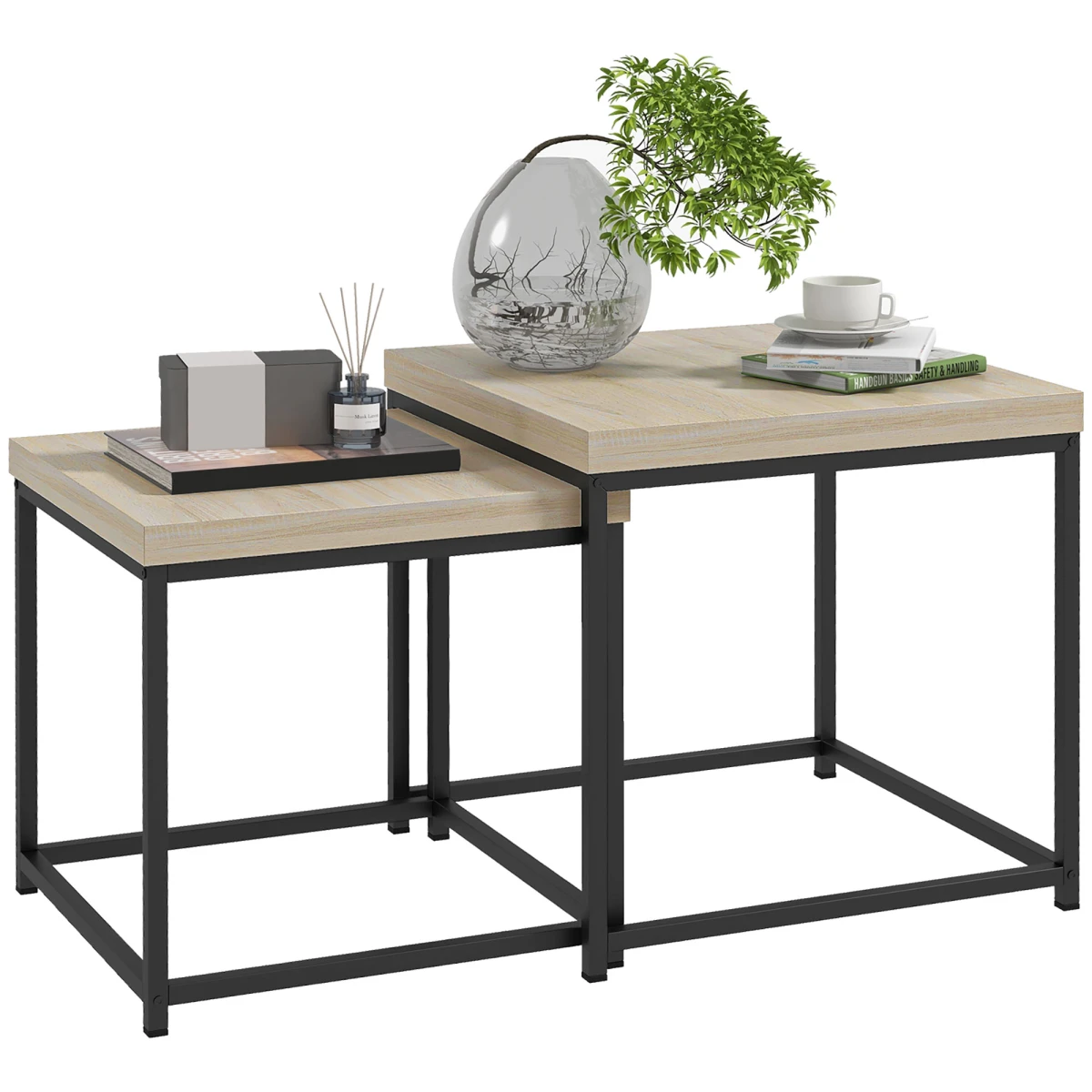 HOMCOM Nesting Tables 3.5cm Oak ThickTop ForHome by HOMCOM