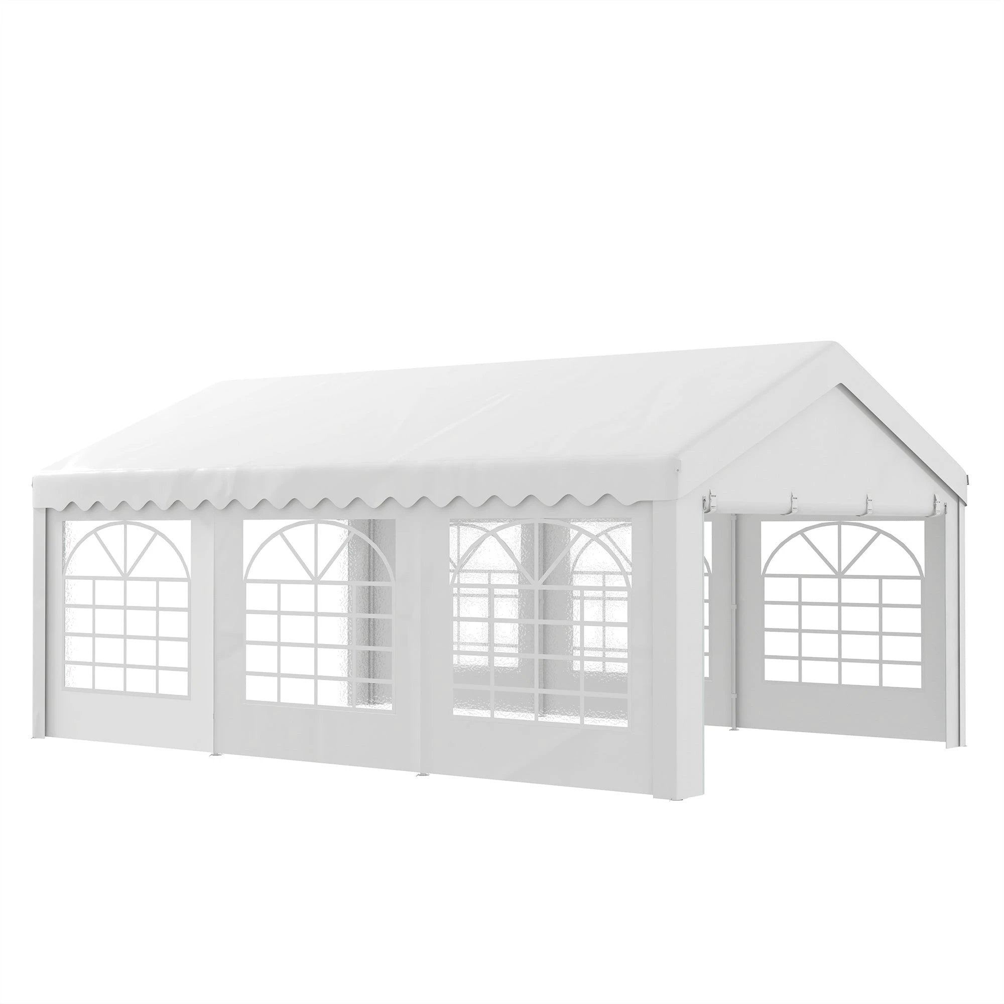 Outsunny Gazebo Marquee Party Tent, Steel Frame-White - Gazebos