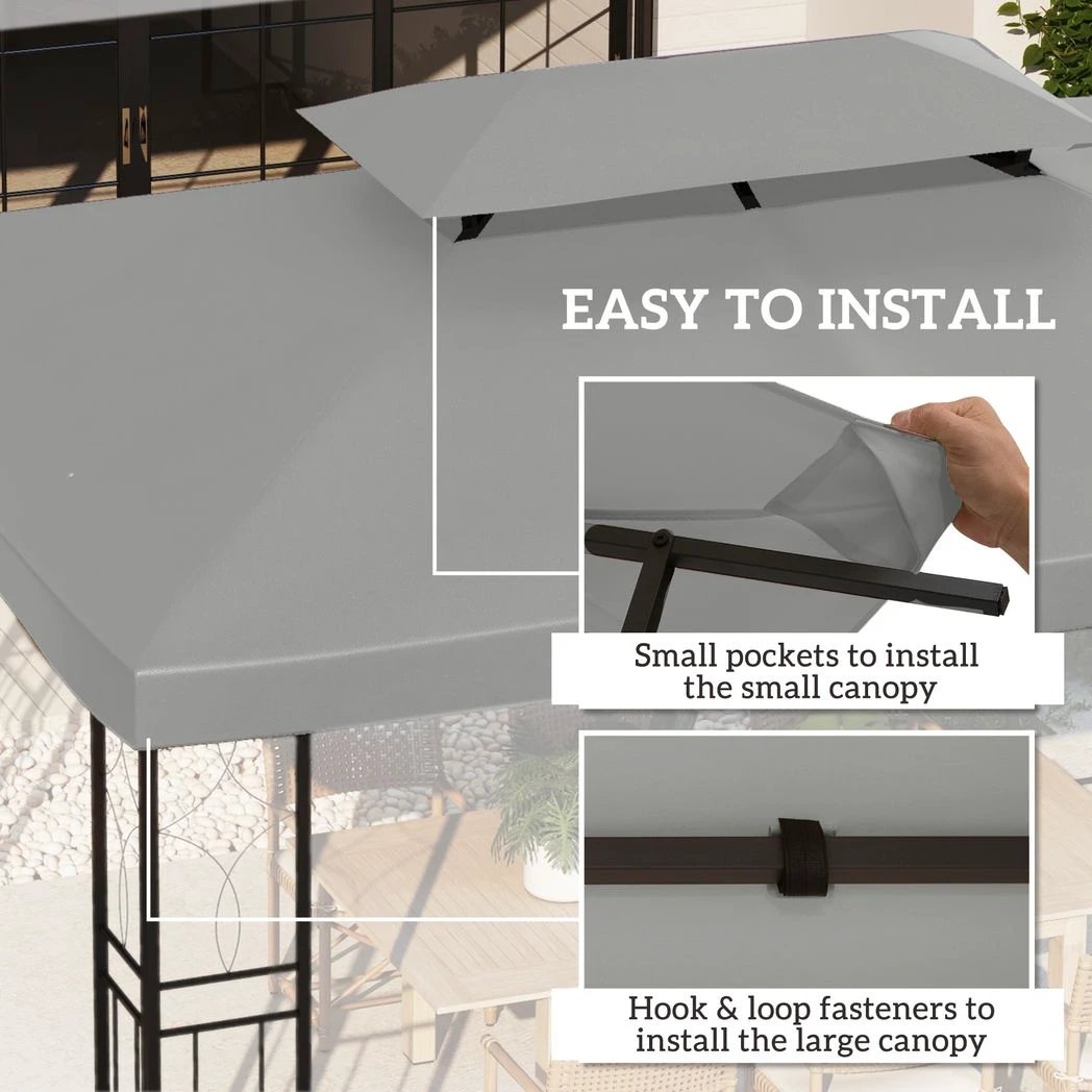 Outsunny 3x4m Gazebo Replacement Roof Canopy 2 Tier Top UV Cover Sun Awning Shelters - Gazebos