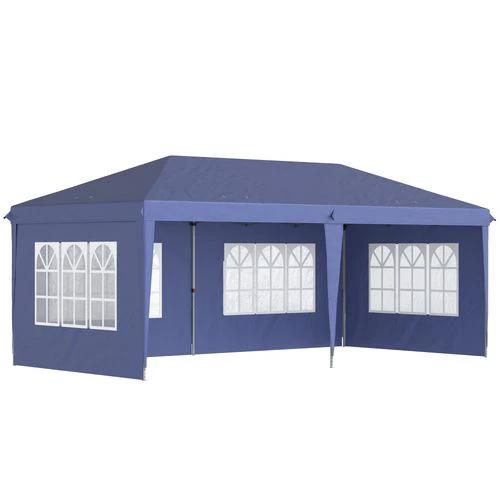 Outsunny 3 x 6m Heavy Duty Gazebo Marquee Party Tent with Storage Bag Blue - Gazebos
