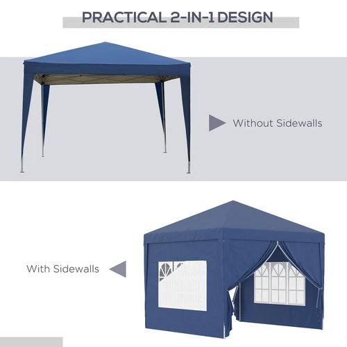 Outsunny 3mx3m Pop Up Gazebo Party Tent Canopy Marquee with Storage Bag Blue - Gazebos