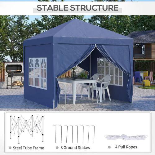 Outsunny 3mx3m Pop Up Gazebo Party Tent Canopy Marquee with Storage Bag Blue - Gazebos