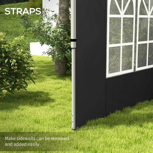 Outsunny Outsunny Gazebo Side Panels for 3x3(m) or 3x4m Pop Up Gazebo, 2 Pack, Black - Gazebos