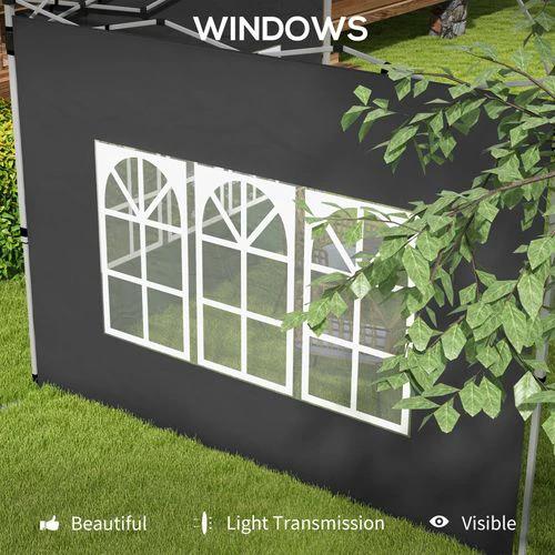 Outsunny Outsunny Gazebo Side Panels for 3x3(m) or 3x4m Pop Up Gazebo, 2 Pack, Black - Gazebos