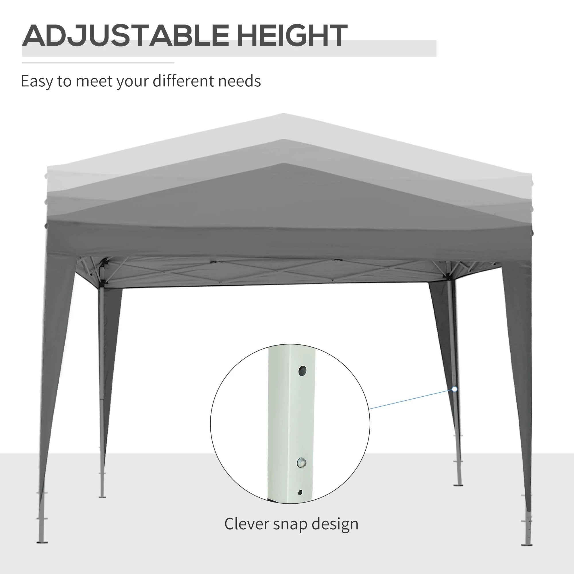 Outsunny Outsunny 3mx3m Pop Up Gazebo Party Tent Canopy Marquee with Storage Bag Grey - Gazebos
