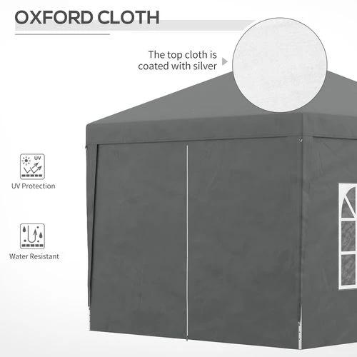 Outsunny 3mx3m Pop Up Gazebo Party Tent Canopy Marquee with Storage Bag Grey by Outsunny