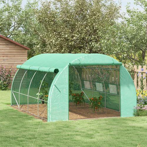 4 x 3 x 2 m Polytunnel Greenhouse Pollytunnel Tent w/ Steel Frame Green by Outsunny