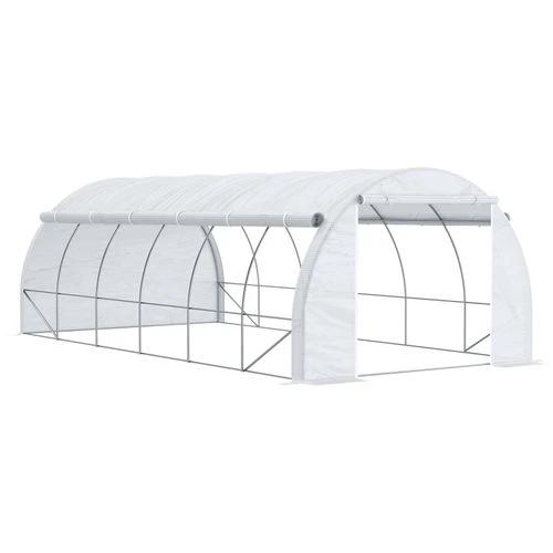 6 x 3 x 2 m Polytunnel Greenhouse Pollytunnel Tent w/ Steel Frame White by Outsunny