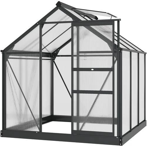 Outsunny Polycarbonate Walk-In Garden Greenhouse Aluminium Frame w/ Slide Door 6 x 6ft - Greenhouse