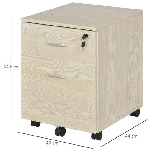 2-Drawer Locking Office Filing Cabinet 5 Wheels Rolling Storage Oak Vinsetto by Unbranded