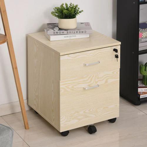 2-Drawer Locking Office Filing Cabinet 5 Wheels Rolling Storage Oak Vinsetto by Unbranded