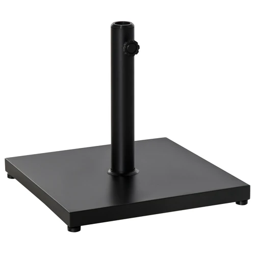 Heavy Duty Steel Adjustable Parasol Base 20 Inch Square Matte Black for Outdoor Umbrella Stability by Outsunny