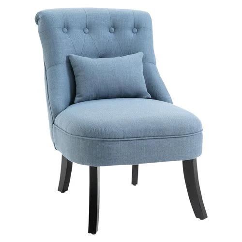 Fabric Single Sofa Dining Chair Upholstered W/ Pillow Solid Wood Leg Living Room by HOMCOM
