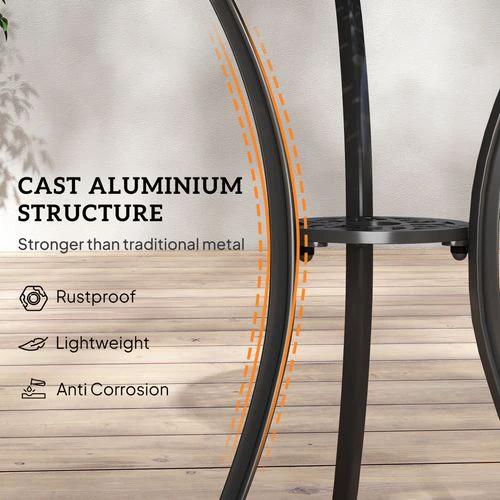 Outsunny Cast Aluminium 2-Seater Outdoor Garden Table & Chair Set Brown - Uncategorized Garden Set