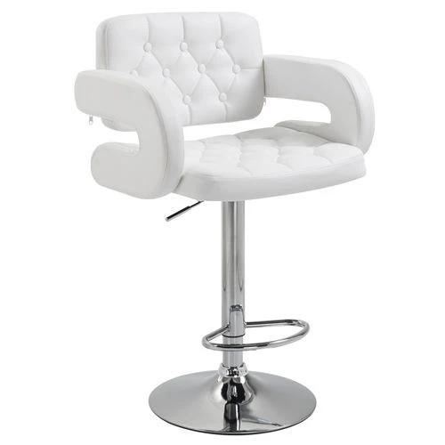 HOMCOM Adjustable Height Barstool Steel Pole PU Leather Bistro Home Kitchen by HOMCOM