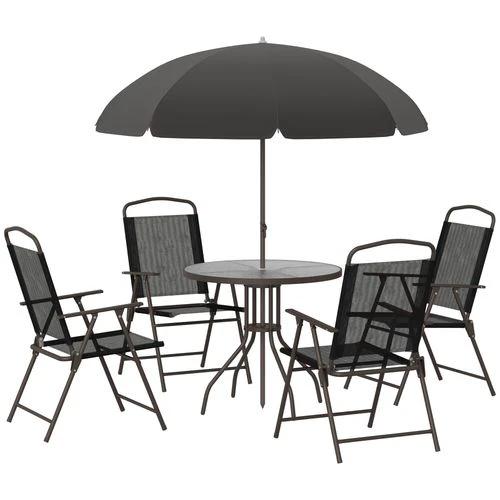 Outsunny 6 Pcs Bistro Set, Texteline-Black - Bistro Sets