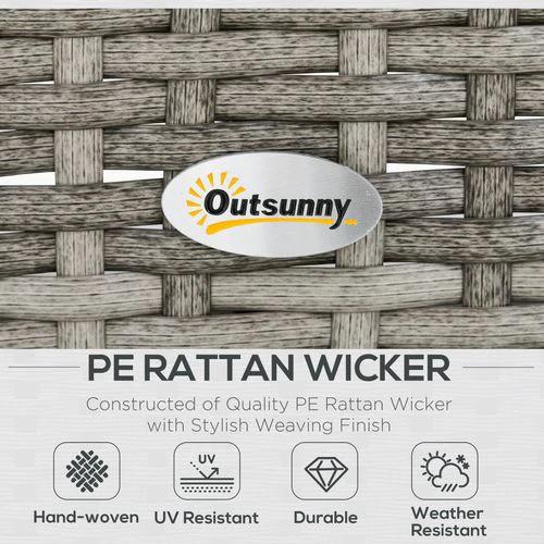 6Pcs Rattan Dining Set Sofa Table Footstool Outdoor w/ Cushion Garden Furniture by Outsunny